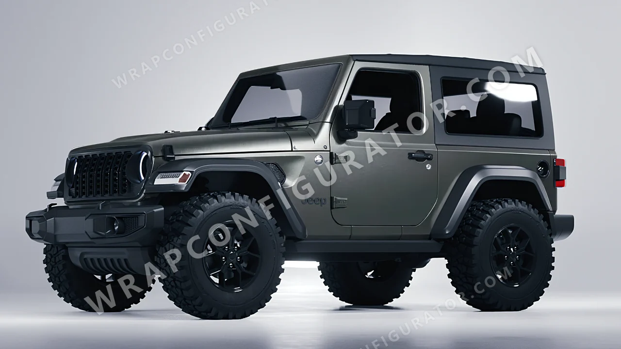 Black Jeep Wrangler Willys 2024 wrapped in Avery Dennison Black Rock Grey SW900-823-M