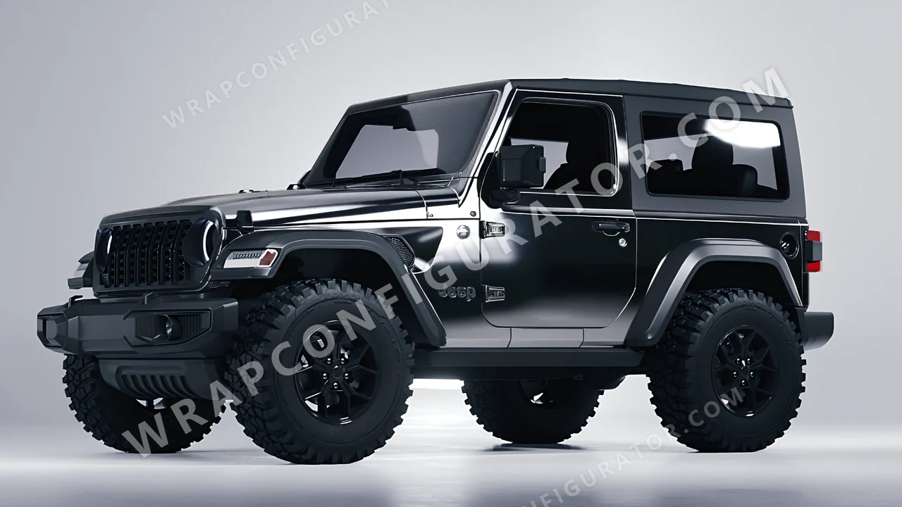 Black Jeep Wrangler Willys 2024 wrapped in Avery Dennison Black SF100-196-S
