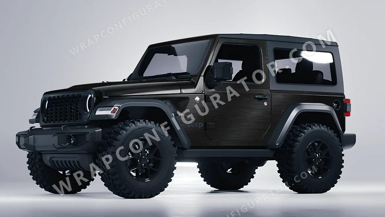 Black Jeep Wrangler Willys 2024 wrapped in Avery Dennison Brushed Black SW900-193-X