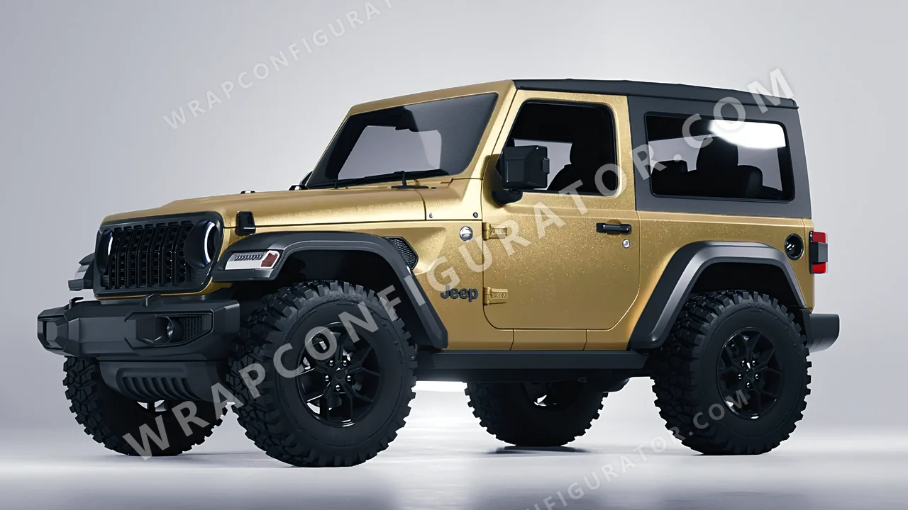 Black Jeep Wrangler Willys 2024 wrapped in KPMF Matt Gold Eclipse K75581