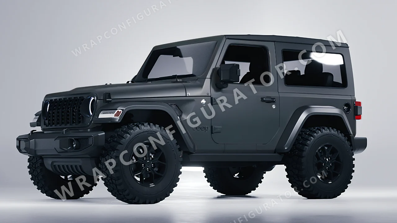 Black Jeep Wrangler Willys 2024 wrapped in KPMF Matt Magnetic Black K75551