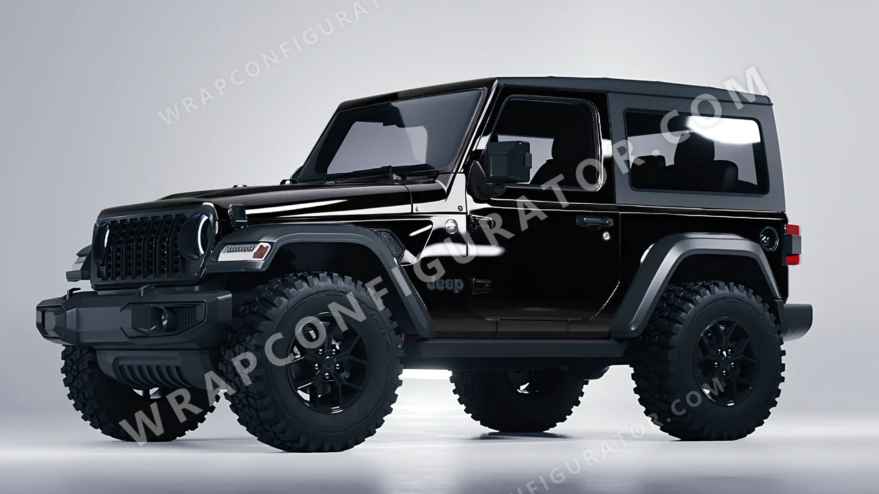 Black Jeep Wrangler Willys 2024 wrapped in ORACAL Black 970RA-070G