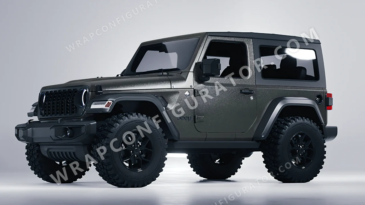 Black Jeep Wrangler Willys 2024 wrapped in ORACAL Graphite 970RA-932M