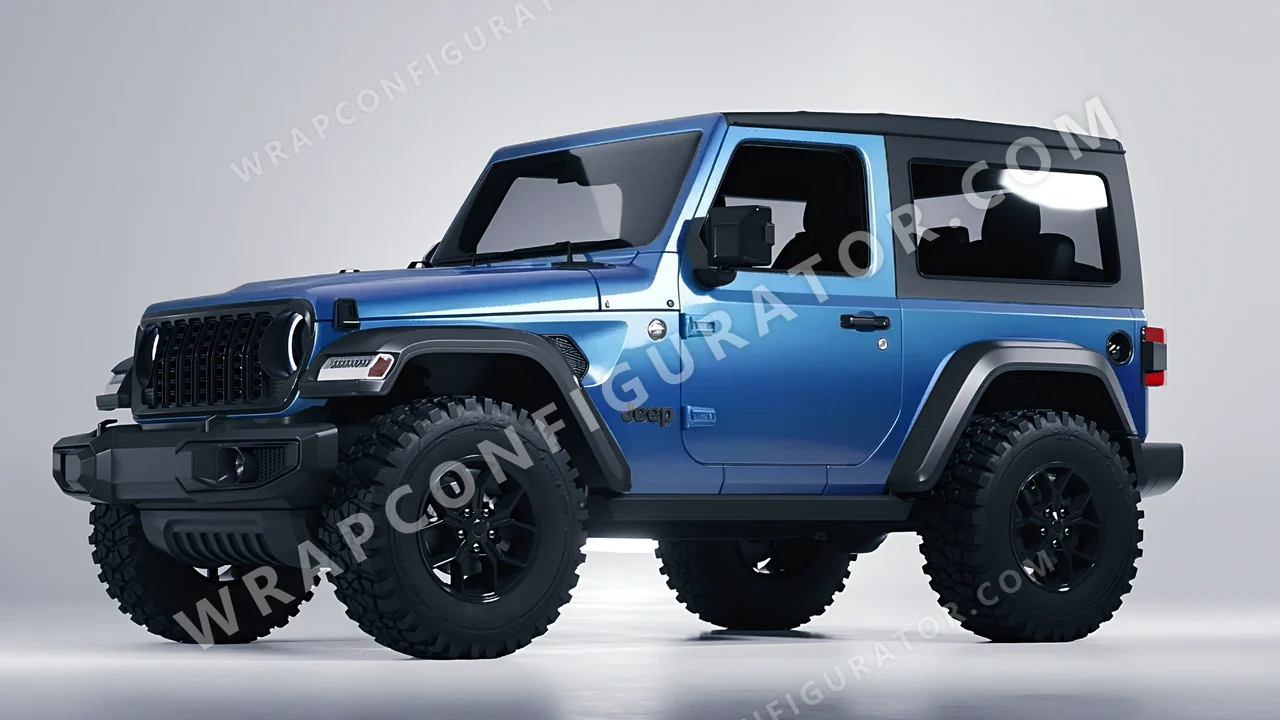 Black Jeep Wrangler Willys 2024 wrapped in ORACAL Jetstream Blue 970RA-963G