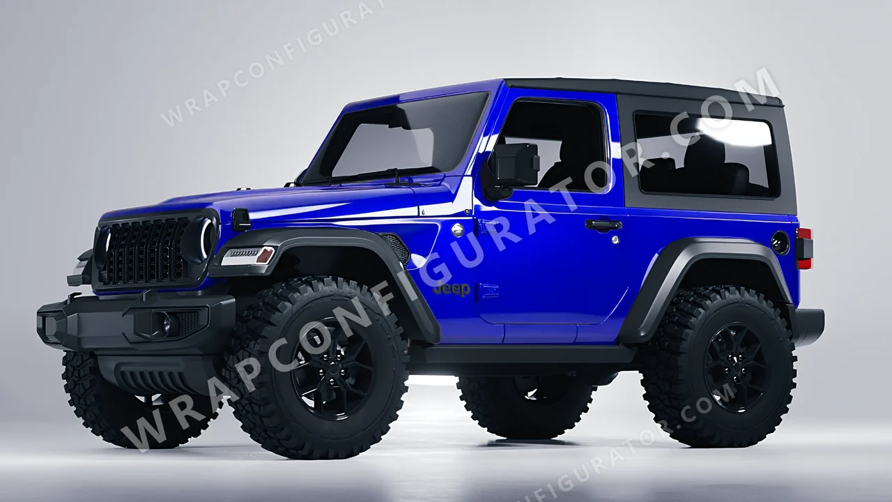 Blue Jeep Wrangler Willys 2024 wrapped in 3M Blue Raspberry HG378