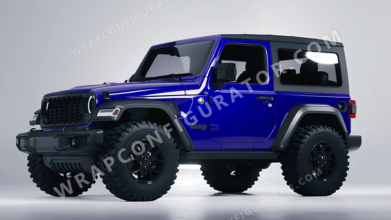Blue Jeep Wrangler Willys 2024 wrapped in 3M Gloss Blue Raspberry G378