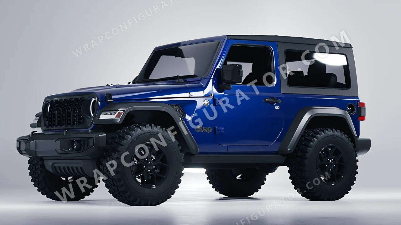 Blue Jeep Wrangler Willys 2024 wrapped in 3M Gloss Boat Blue G127