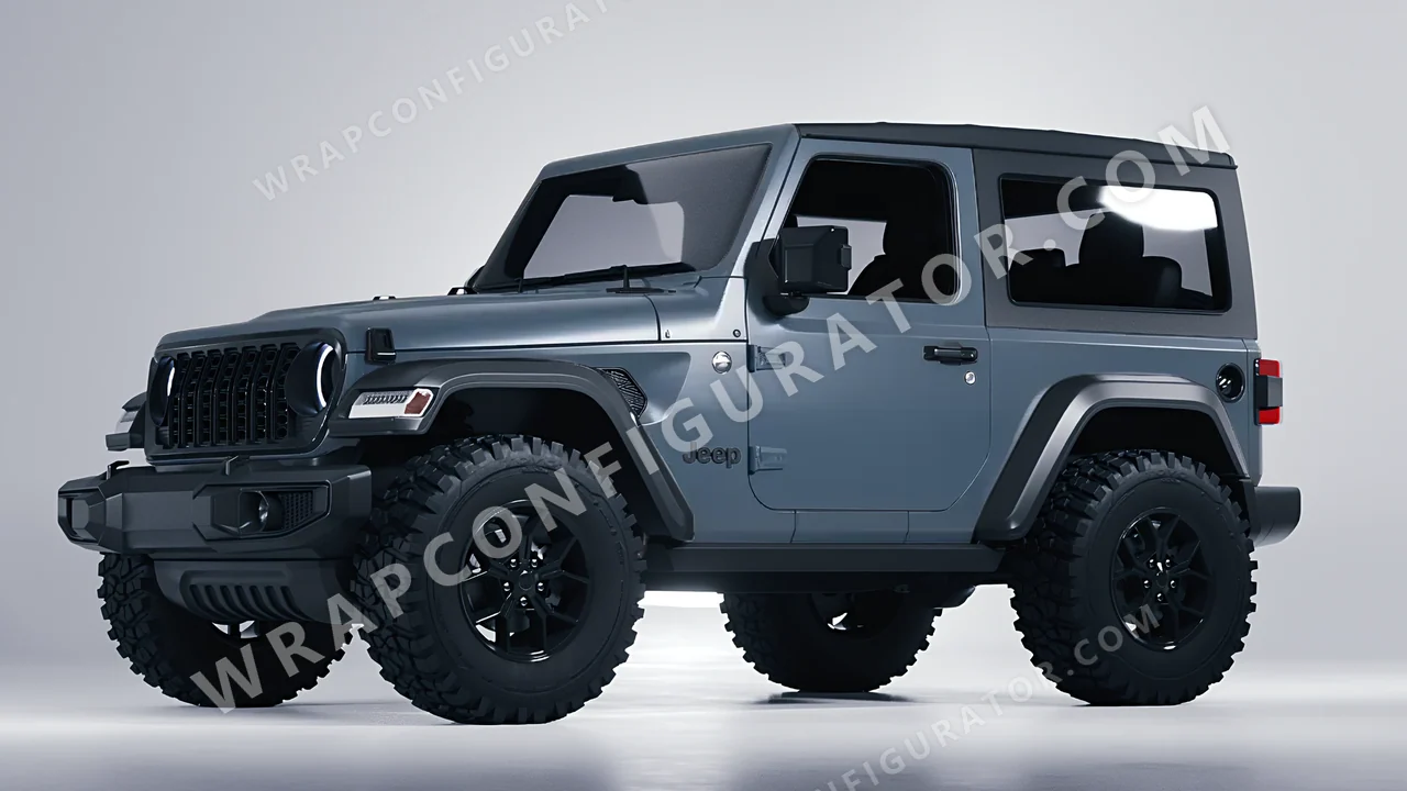 Blue Jeep Wrangler Willys 2024 wrapped in 3M Lunar Blue S87
