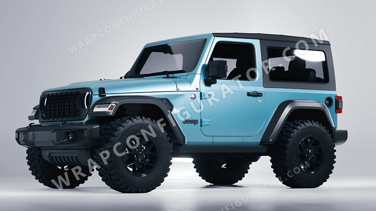 Blue Jeep Wrangler Willys 2024 wrapped in 3M Satin Ocean Shimmer S327