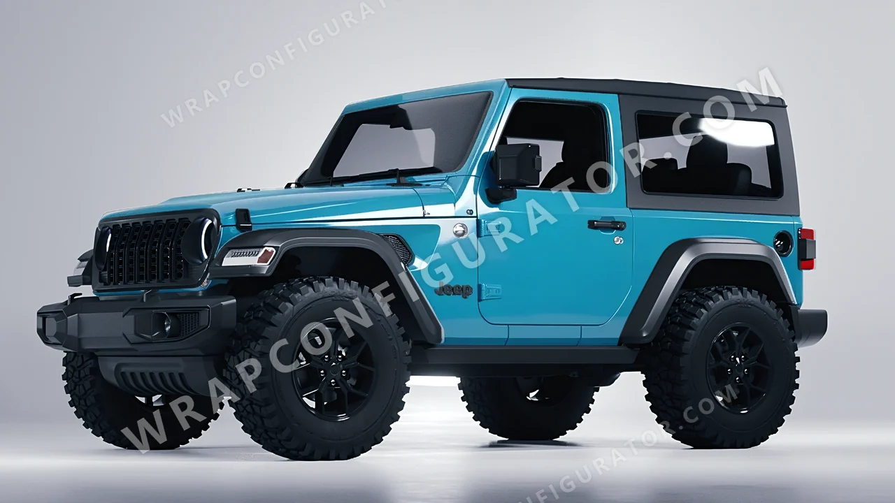 Blue Jeep Wrangler Willys 2024 wrapped in Avery Dennison Park Avenue Blue SW900-703-O