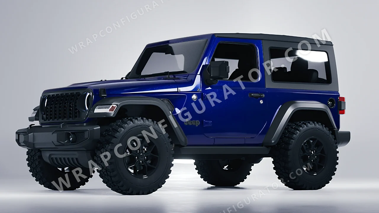 Blue Jeep Wrangler Willys 2024 wrapped in Colourshield PPF by HyperPro Deep Blue HGM72-P