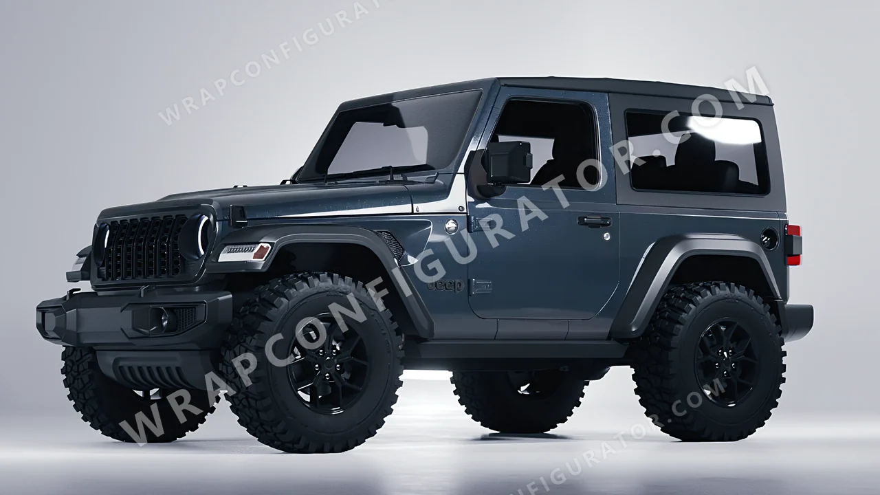 Blue Jeep Wrangler Willys 2024 wrapped in Colourshield PPF by HyperPro Gray Blue GAF38-P
