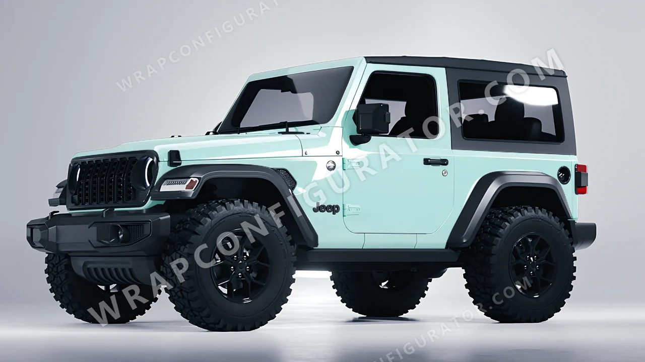 Blue Jeep Wrangler Willys 2024 wrapped in Colourshield PPF by HyperPro Ice Blue GAF49-P