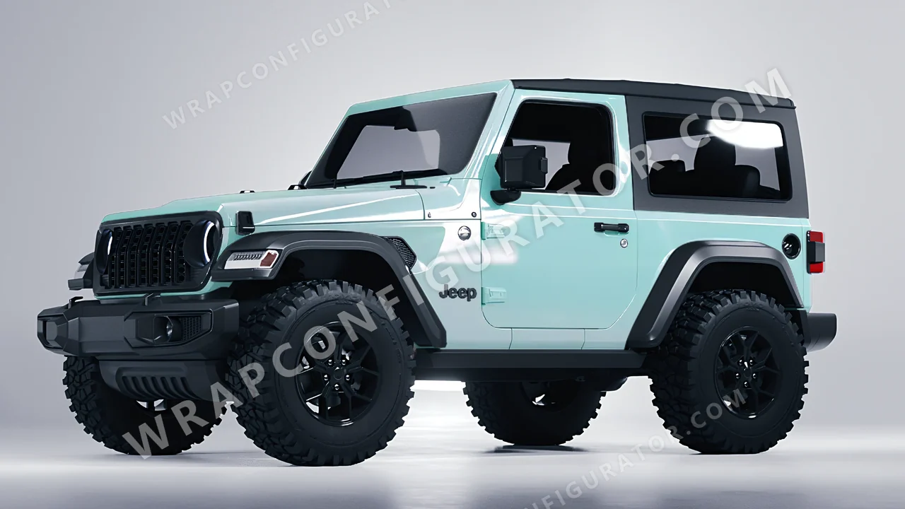 Blue Jeep Wrangler Willys 2024 wrapped in Colourshield PPF by HyperPro Light Blue HGF69-P