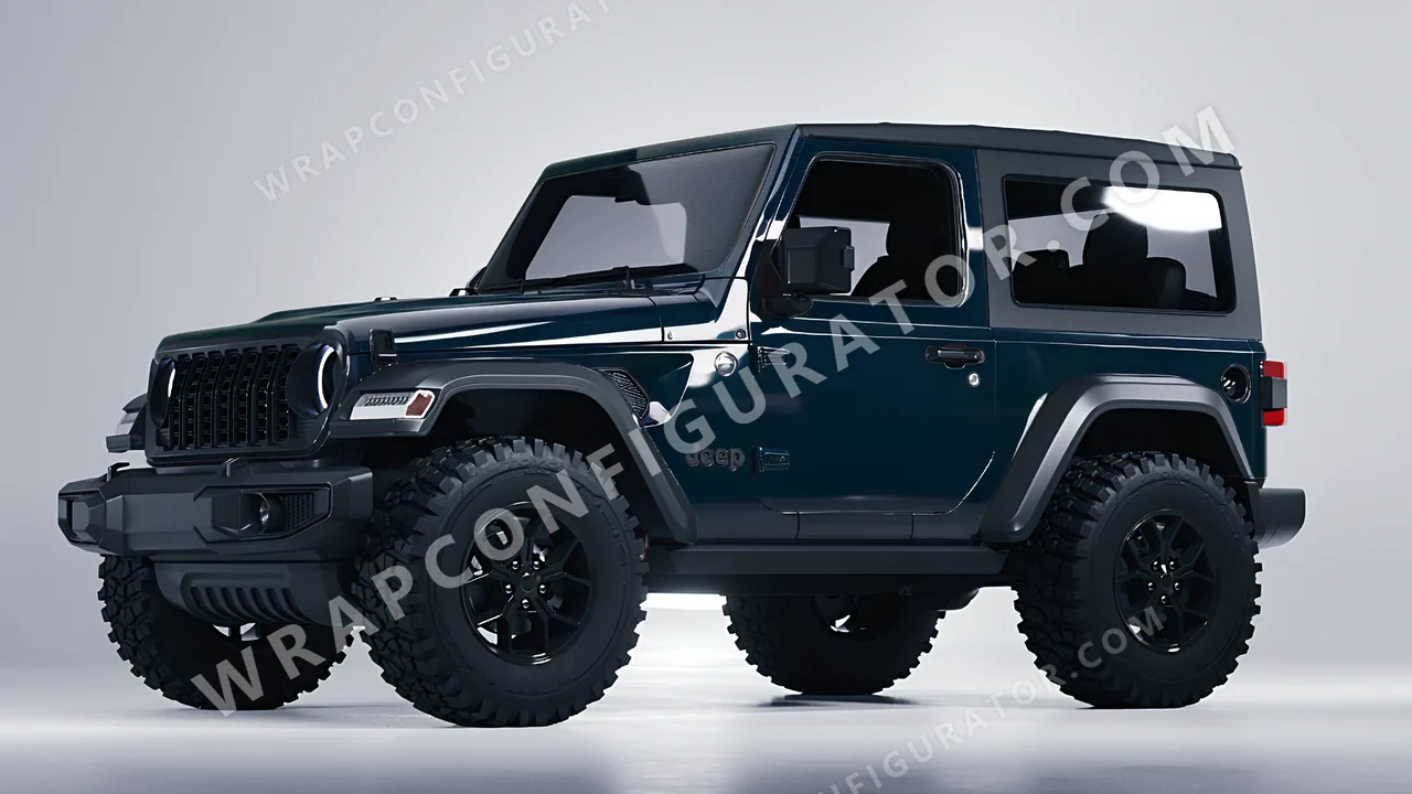Blue Jeep Wrangler Willys 2024 wrapped in Colourshield PPF by HyperPro Petrol Blue HGF108-P