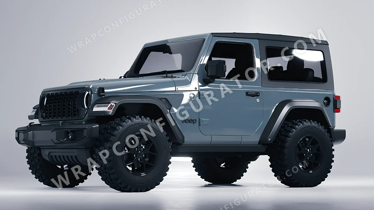 Blue Jeep Wrangler Willys 2024 wrapped in Colourshield PPF by HyperPro Smoky Blue HGF24-P