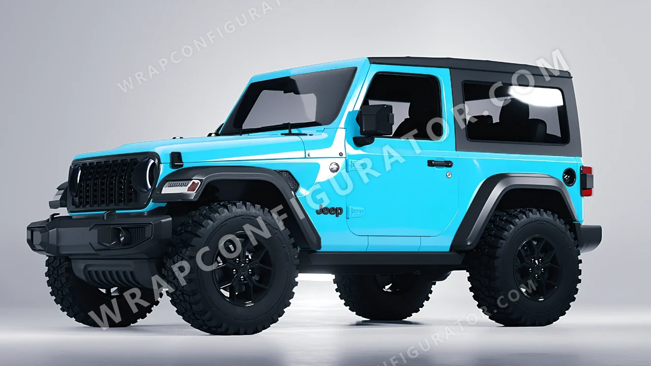Blue Jeep Wrangler Willys 2024 wrapped in Inozetek Dynamic PPF Coastal Blue DPPF913