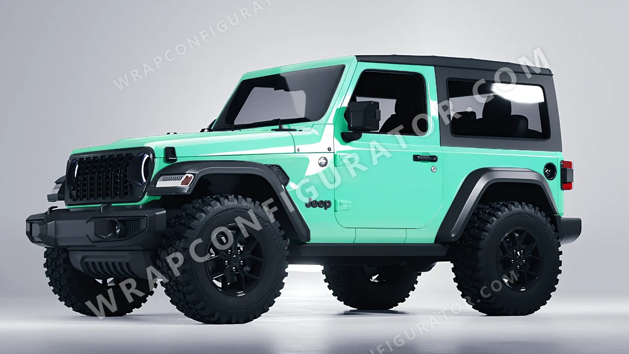 Blue Jeep Wrangler Willys 2024 wrapped in Inozetek Dynamic PPF Tiffany Blue DPPF935