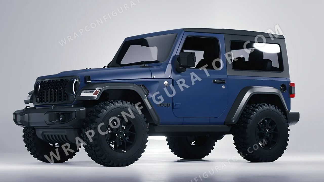 Blue Jeep Wrangler Willys 2024 wrapped in KPMF Absolute Matt Quantum Blue K75802