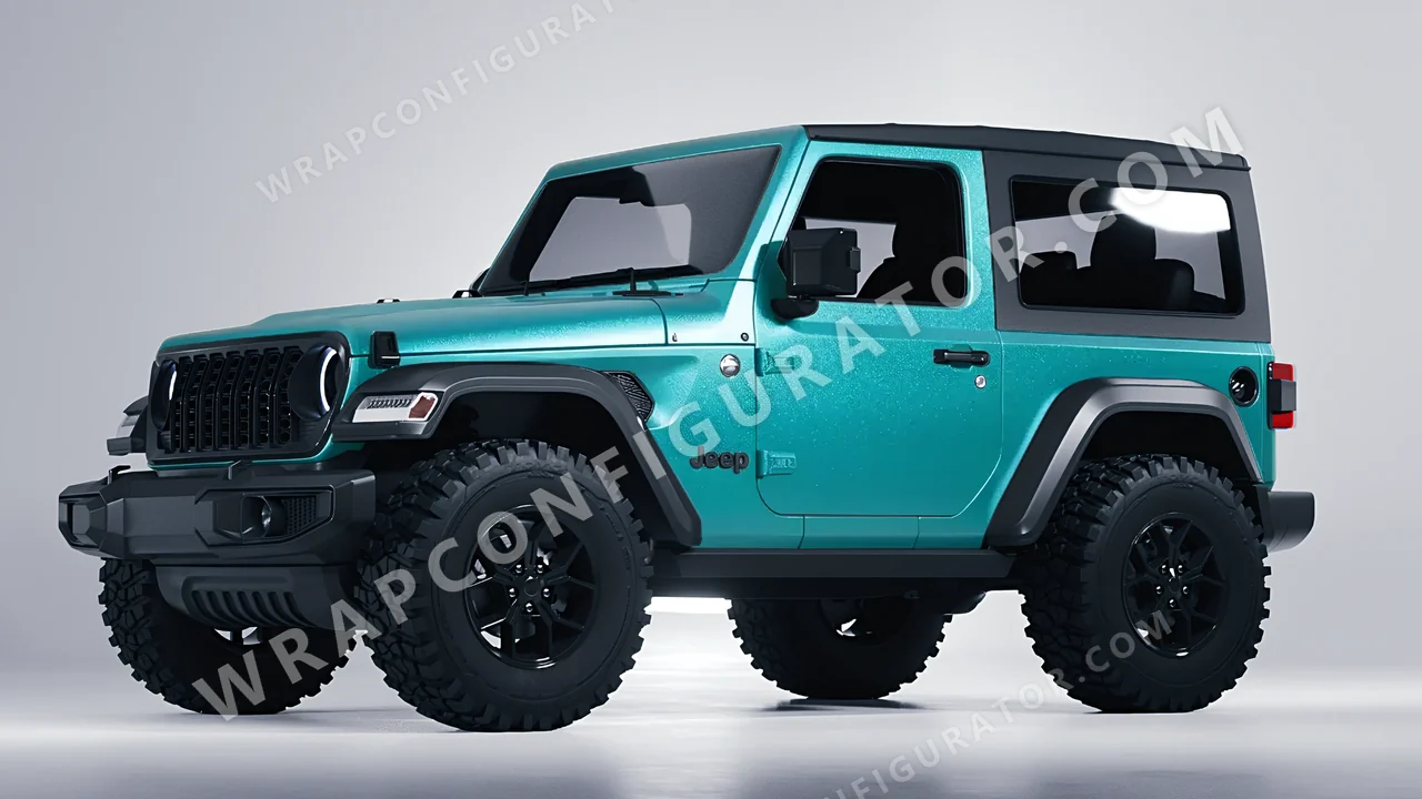 Blue Jeep Wrangler Willys 2024 wrapped in KPMF Matt Dynamic Turquoise K75511