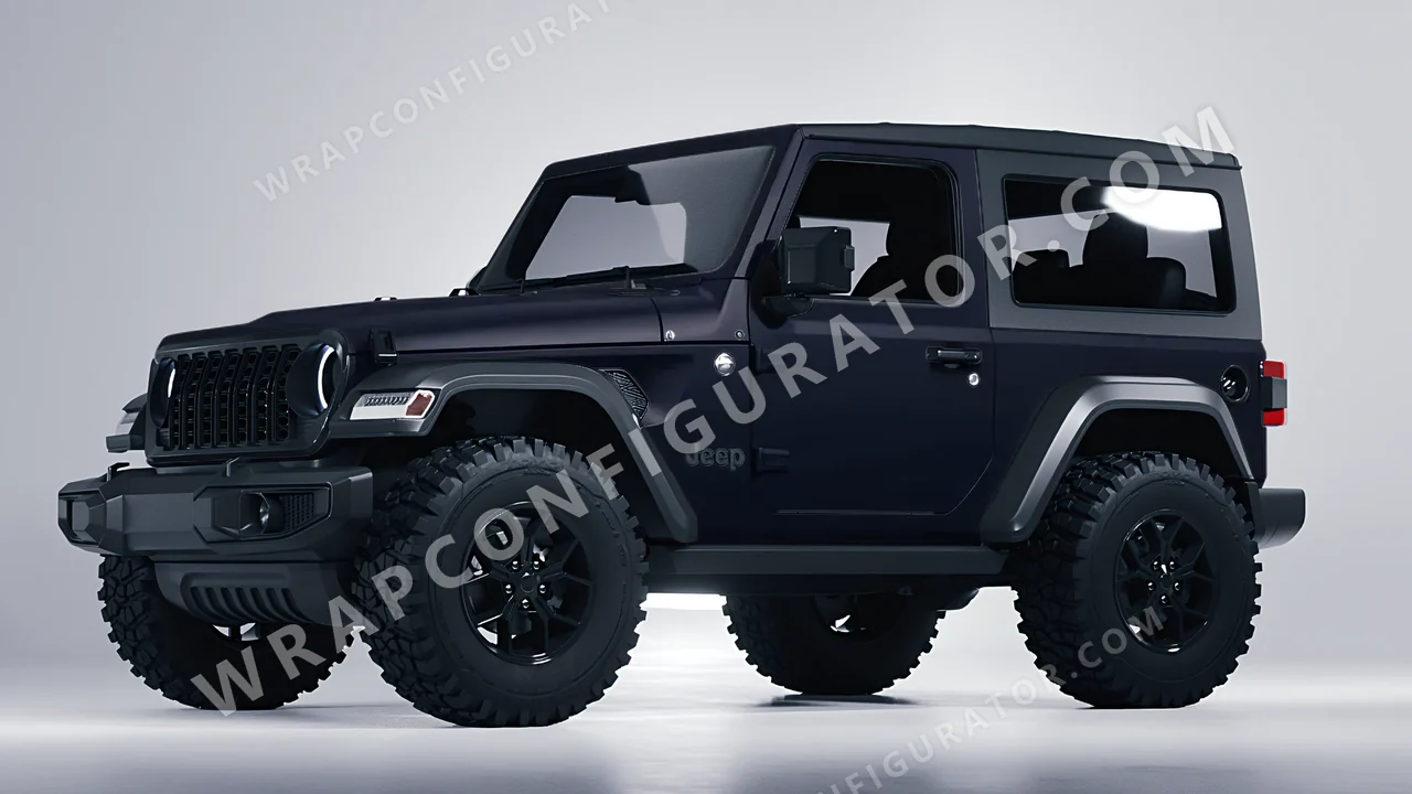 Blue Jeep Wrangler Willys 2024 wrapped in KPMF Matt Sinister Blue K75562