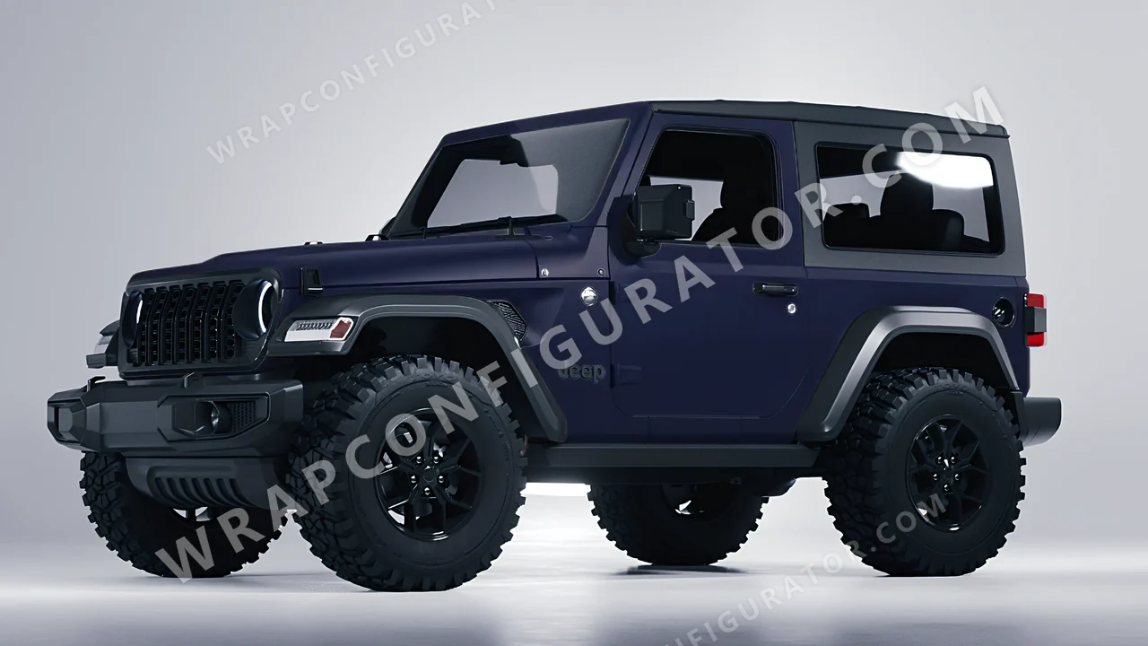 Blue Jeep Wrangler Willys 2024 wrapped in KPMF Matt Tempest Blue K75513