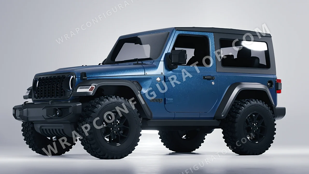 Blue Jeep Wrangler Willys 2024 wrapped in KPMF Matt Trenton Blue K75544