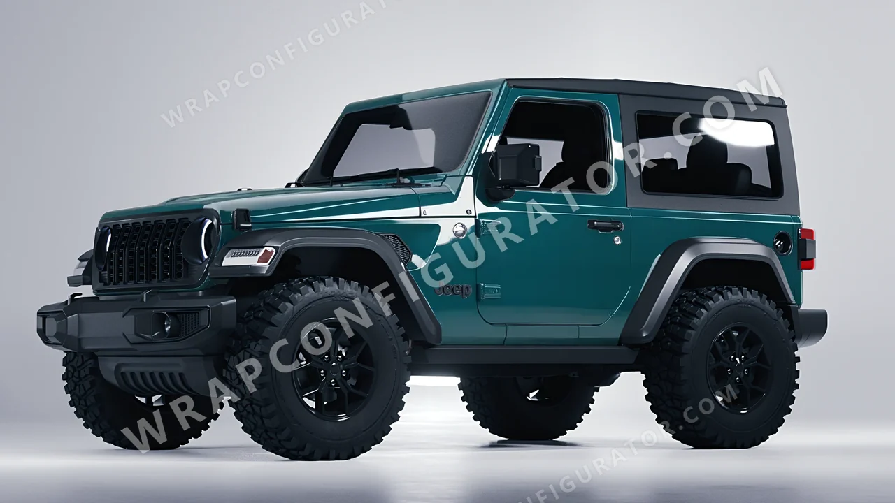 Blue Jeep Wrangler Willys 2024 wrapped in KPMF Tidal Teal K75413