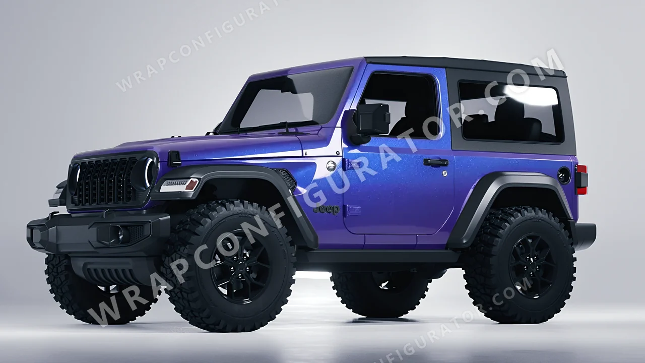 Blue Jeep Wrangler Willys 2024 wrapped in KPMF Twilight Sky K75417