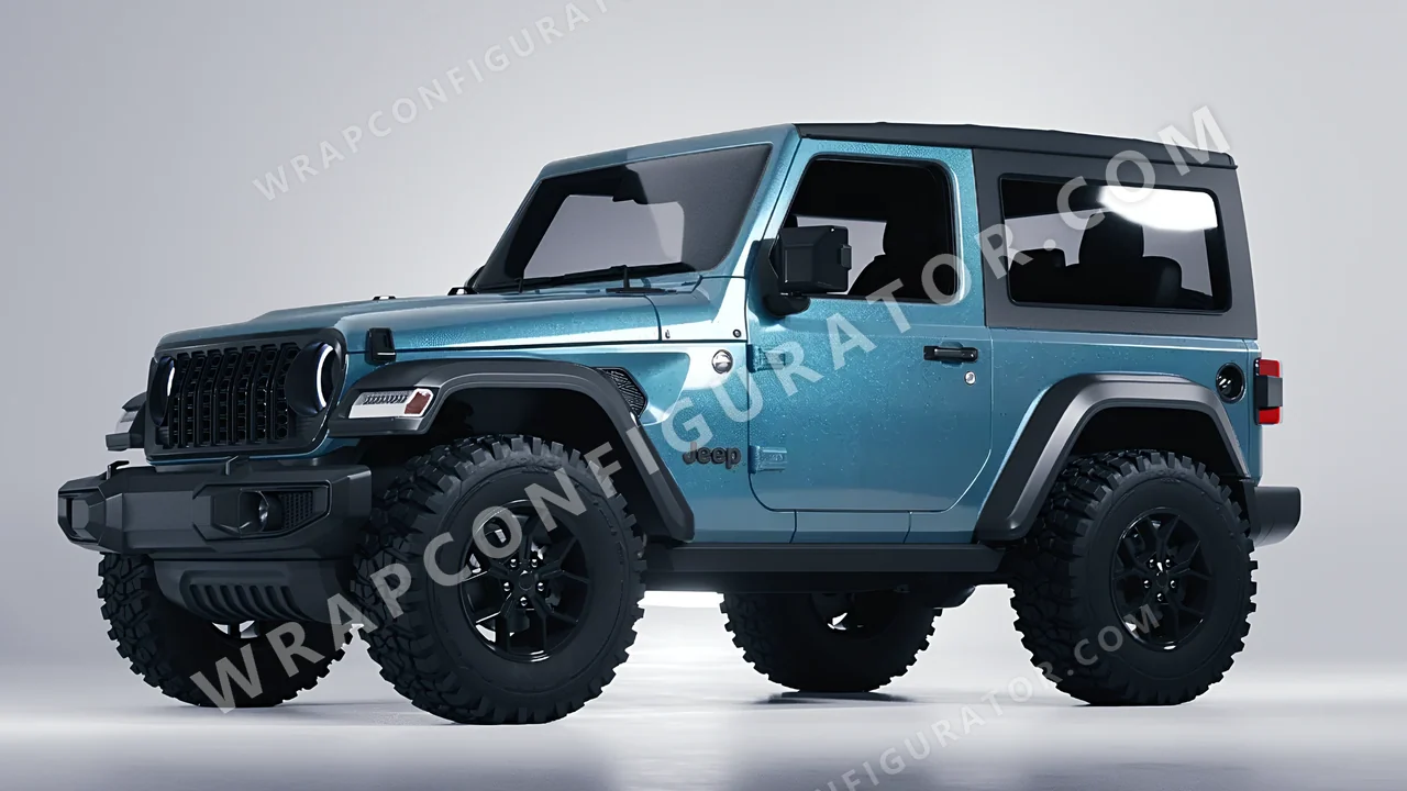 Blue Jeep Wrangler Willys 2024 wrapped in ORACAL Ballistic Blue 970RA-571G