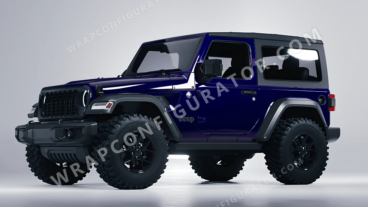 Blue Jeep Wrangler Willys 2024 wrapped in ORACAL Baltic Blue 970RA-178G
