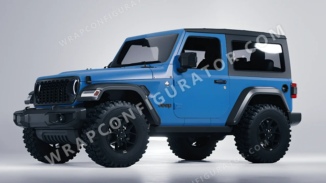Blue Jeep Wrangler Willys 2024 wrapped in ORACAL Fjord Blue 970RA-547M