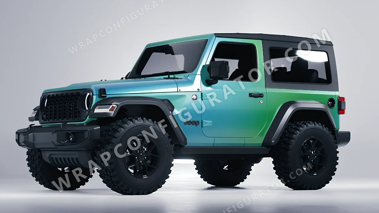 Blue Jeep Wrangler Willys 2024 wrapped in ORACAL Gloss Aquamarine 970RA-318G