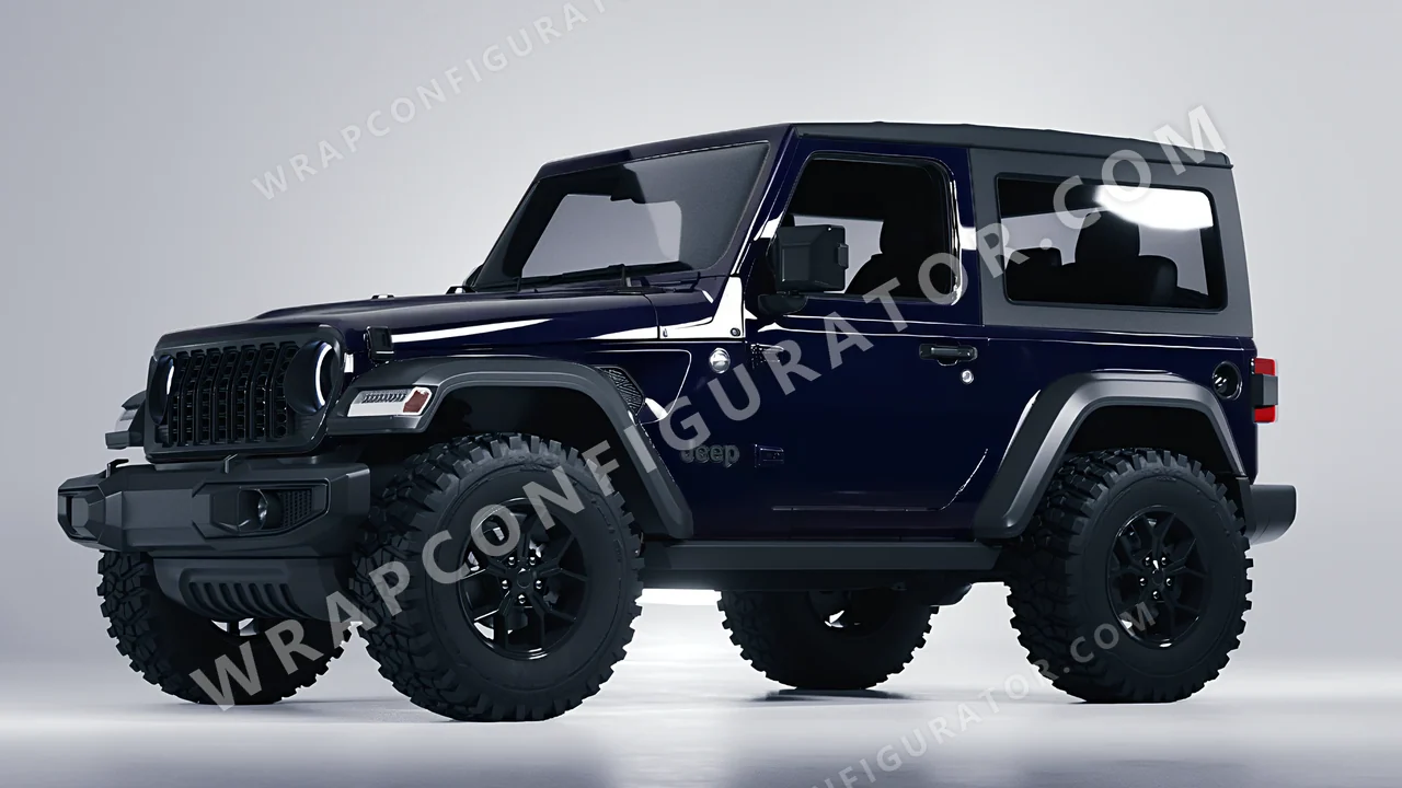 Blue Jeep Wrangler Willys 2024 wrapped in ORACAL Gt3 Blue 970RA-111G