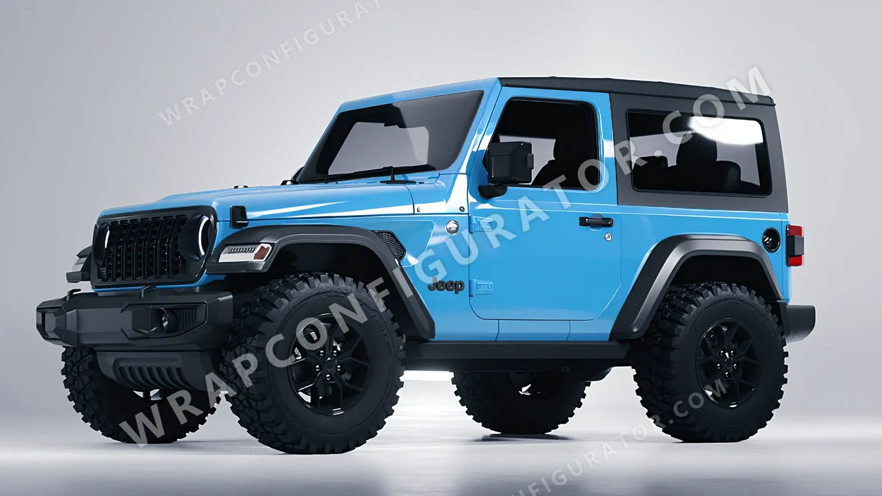 Blue Jeep Wrangler Willys 2024 wrapped in ORACAL Ice Blue 970RA-056G