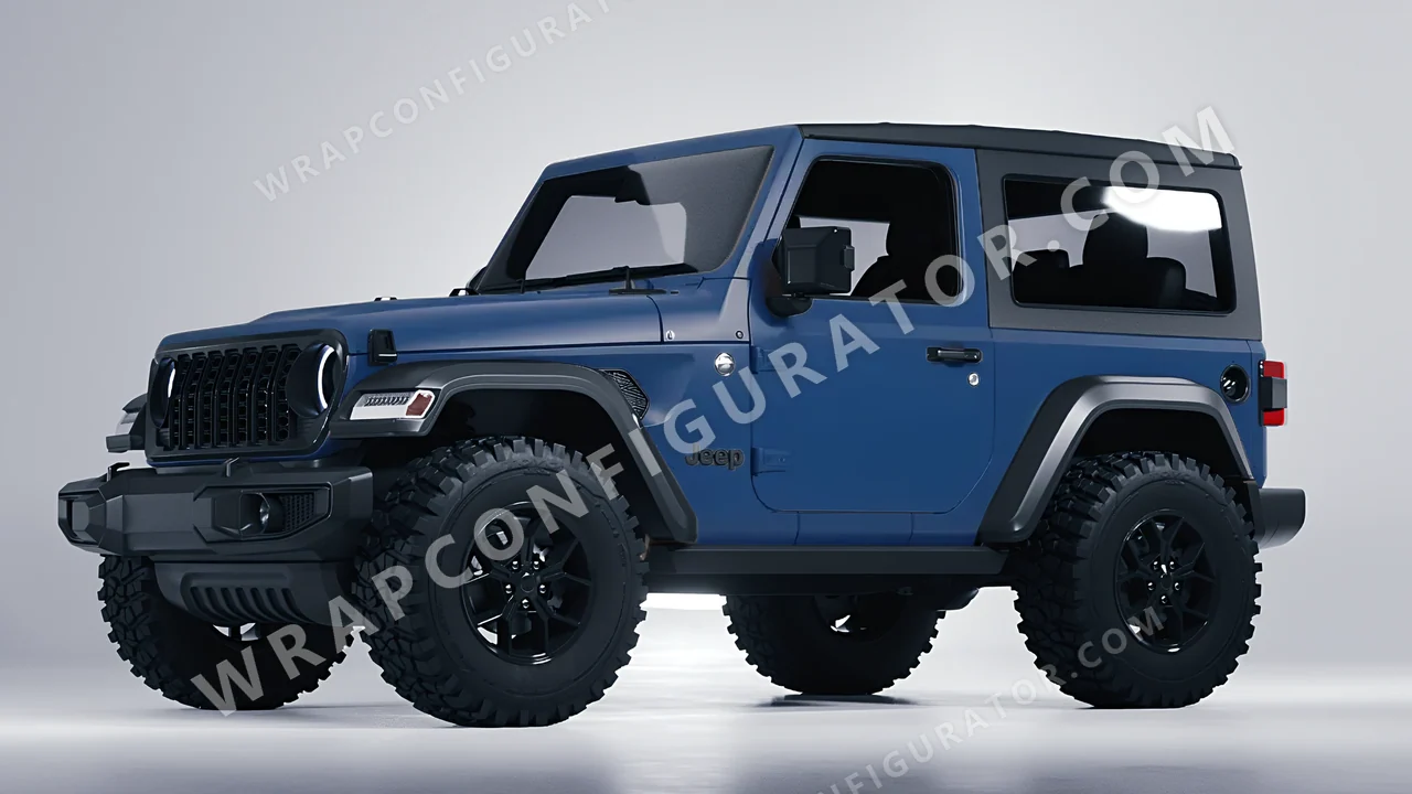 Blue Jeep Wrangler Willys 2024 wrapped in ORACAL Indigo Blue 970RA-544M