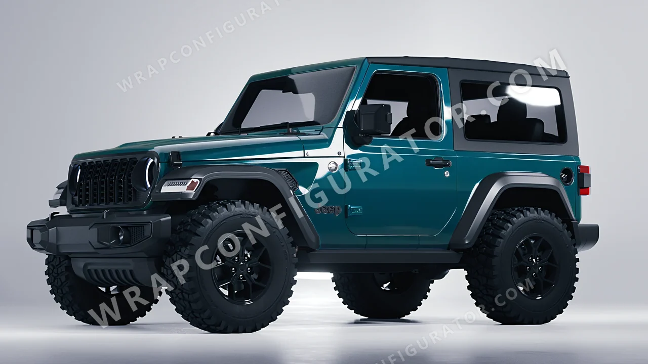 Blue Jeep Wrangler Willys 2024 wrapped in ORACAL Juniper 970RA-689G