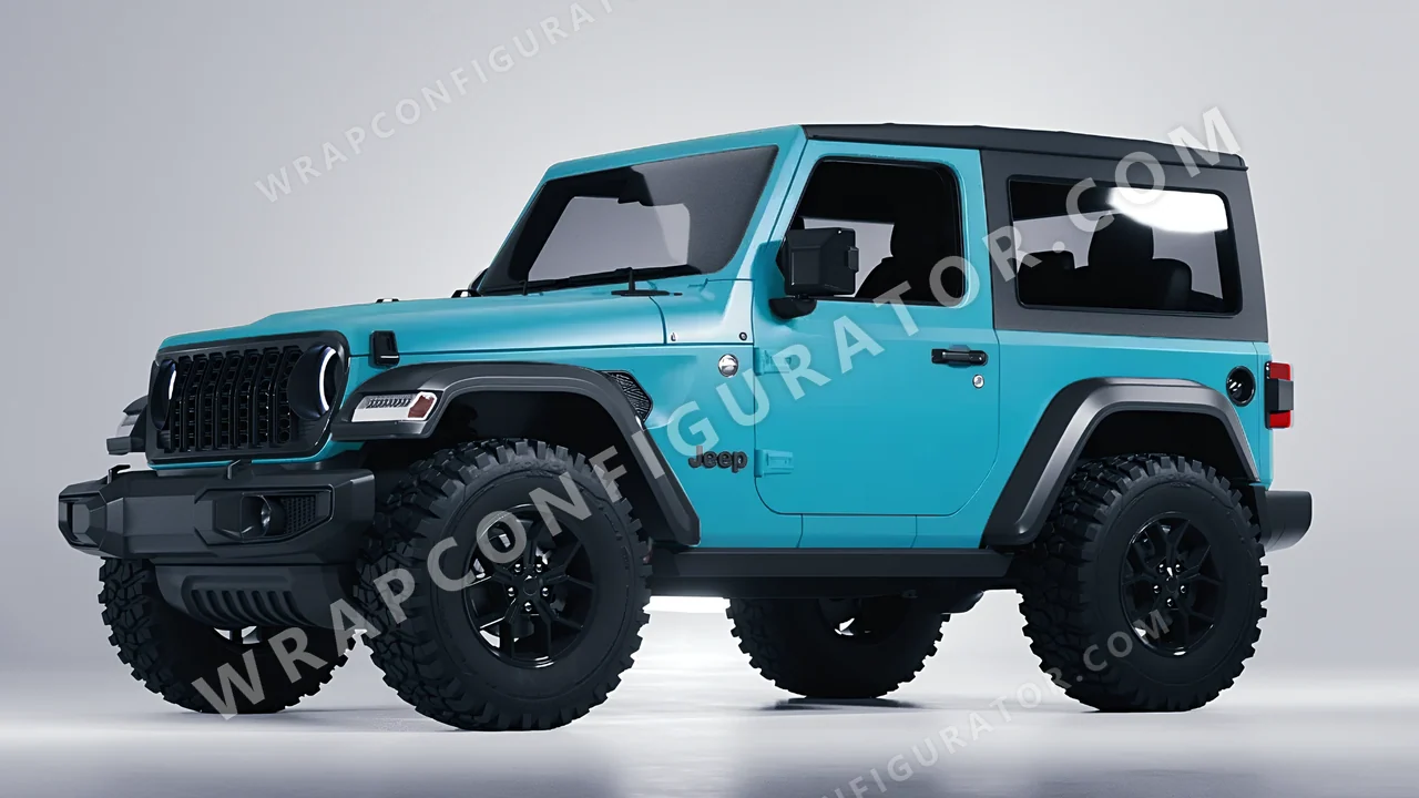 Blue Jeep Wrangler Willys 2024 wrapped in ORACAL Lagoon 970RA-553M