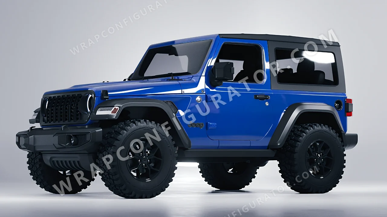 Blue Jeep Wrangler Willys 2024 wrapped in ORACAL Sea Blue 970RA-509G