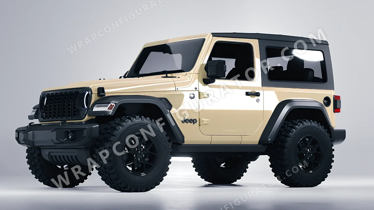 Brown Jeep Wrangler Willys 2024 wrapped in Colourshield PPF by HyperPro Khakis HGF26-P