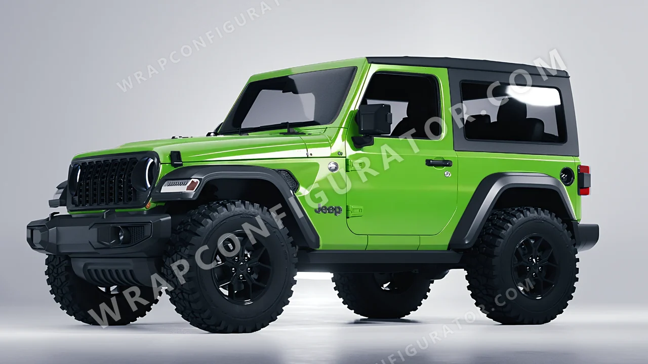 Green Jeep Wrangler Willys 2024 wrapped in 3M Gloss Light Green G16