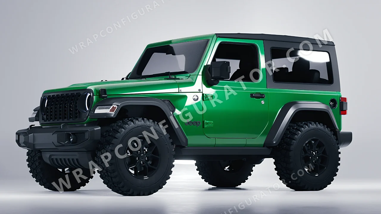 Green Jeep Wrangler Willys 2024 wrapped in 3M Green Envy HG336