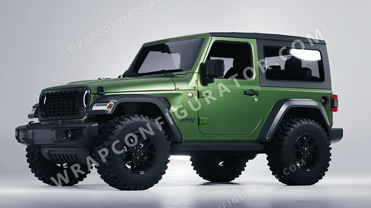 Green Jeep Wrangler Willys 2024 wrapped in Avery Dennison Apple Green SW900-745-M