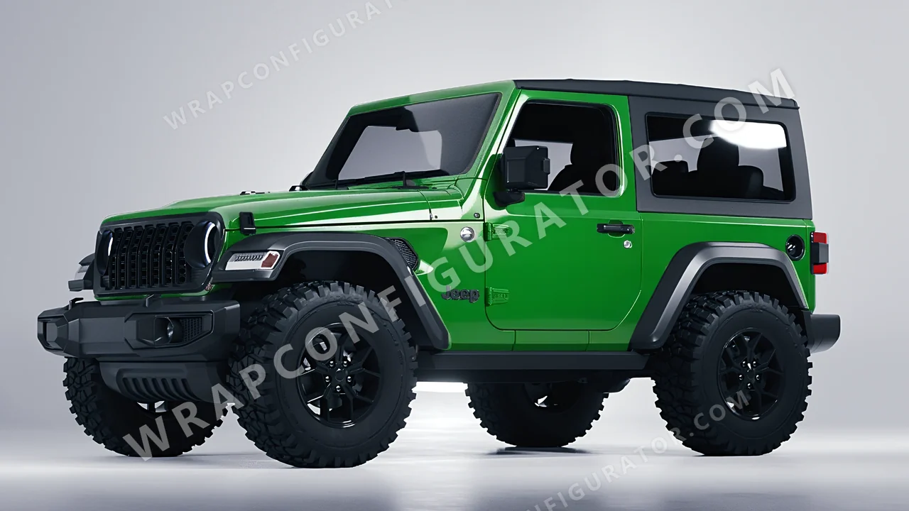 Green Jeep Wrangler Willys 2024 wrapped in Avery Dennison Grass Green SW900-758-O
