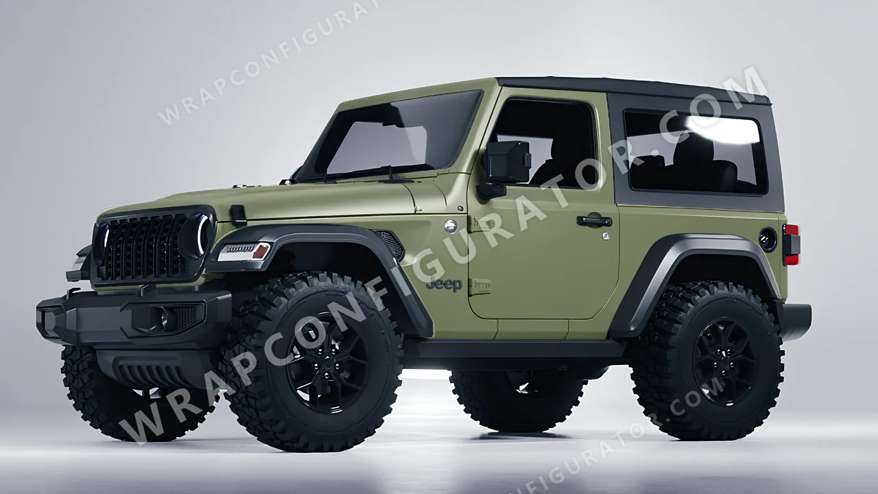 Green Jeep Wrangler Willys 2024 wrapped in Avery Dennison Khaki Green SW900-711-O