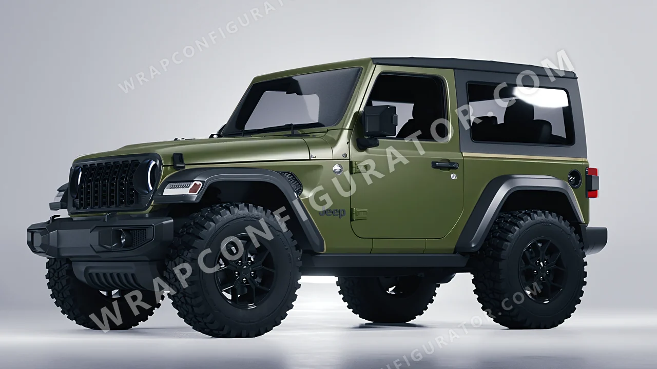 Green Jeep Wrangler Willys 2024 wrapped in Avery Dennison Khaki Green SW900-712-O