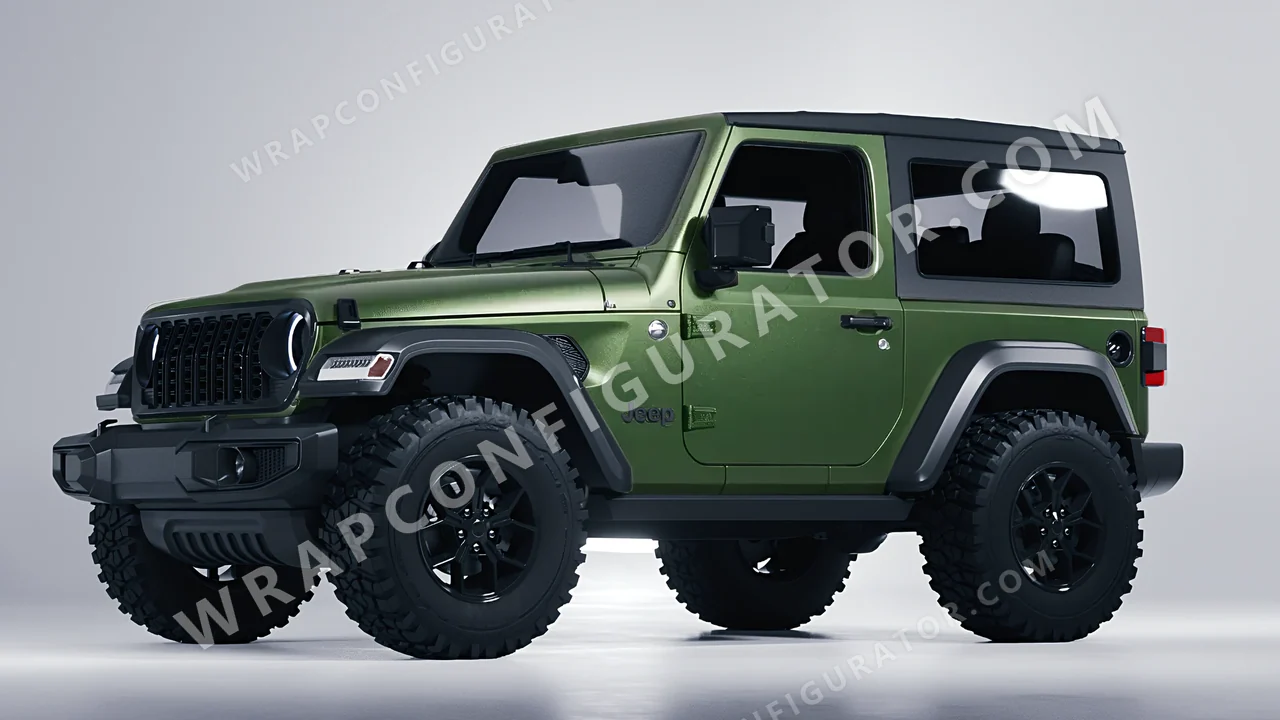 Green Jeep Wrangler Willys 2024 wrapped in Avery Dennison Moss Green SW900-737-M
