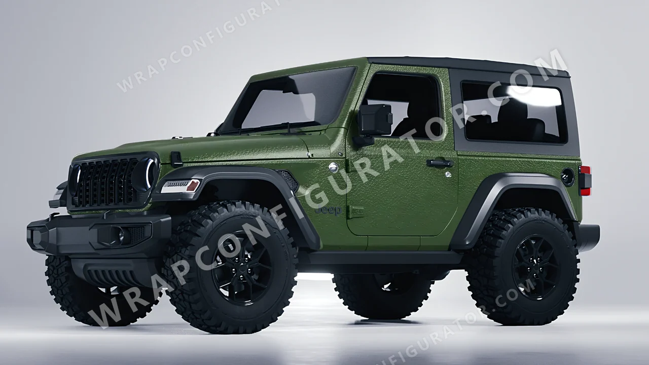 Green Jeep Wrangler Willys 2024 wrapped in Avery Dennison Rugged Marsh Green SW900-738-X