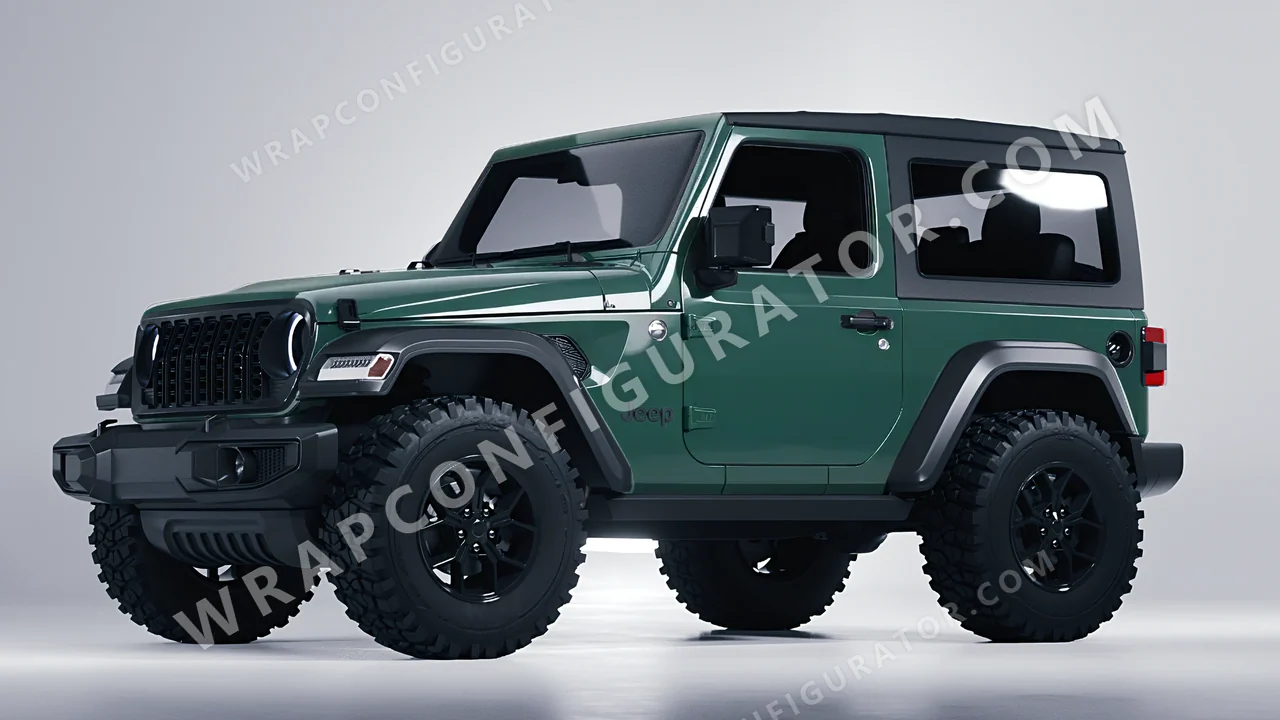 Green Jeep Wrangler Willys 2024 wrapped in Avery Dennison Smooth Sage SW900-729-O