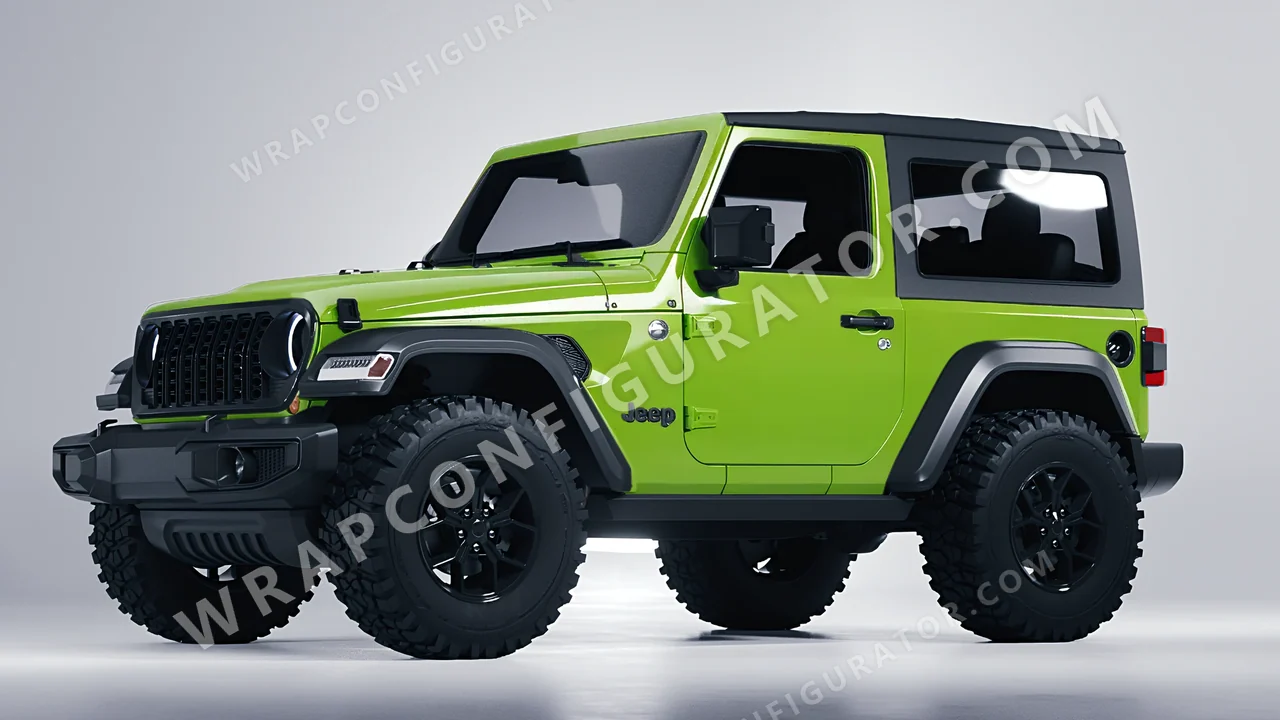 Green Jeep Wrangler Willys 2024 wrapped in Avery Dennison Tropical Vacation Green SW900-701-O
